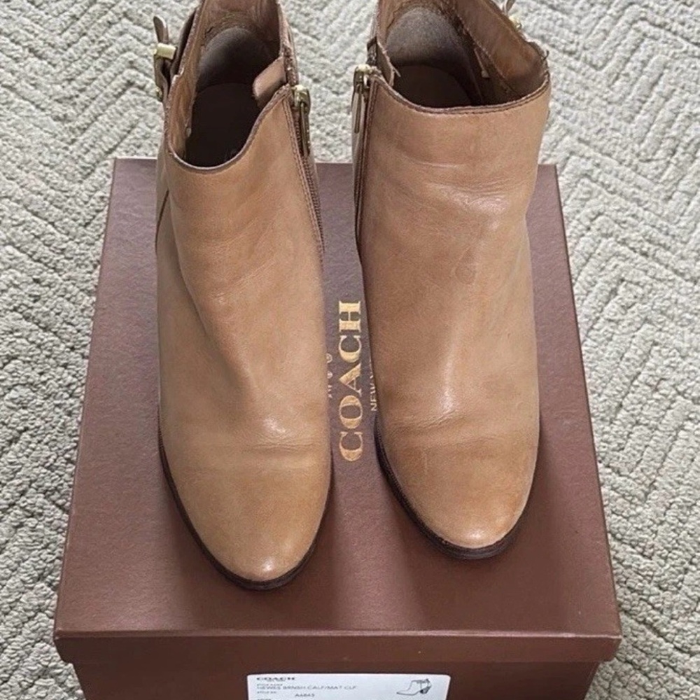 Coach Tan Leather Ankle Boots